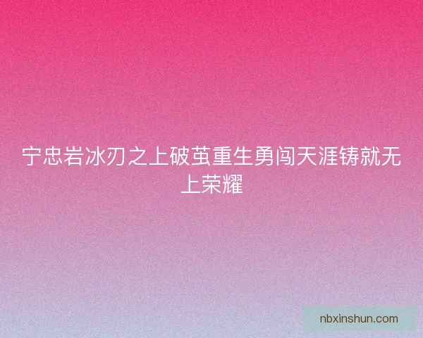 宁忠岩冰刃之上破茧重生勇闯天涯铸就无上荣耀